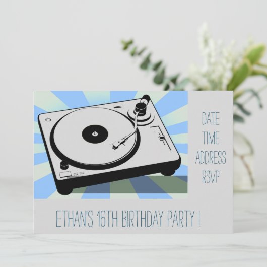 DJ funky cool retro tienerjongens verjaardagsfeest Kaart (Staand voorkant)