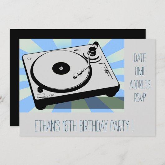 DJ funky cool retro tienerjongens verjaardagsfeest Kaart (Voorkant / Achterkant)