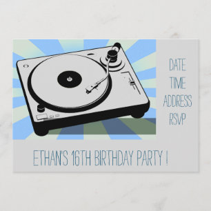 DJ funky cool retro tienerjongens verjaardagsfeest Kaart