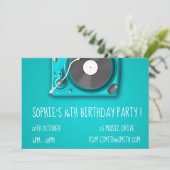 DJ funky cool retro tienermeisje verjaardagsfeestj Kaart (Staand voorkant)