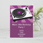 DJ funky cool retro tienermeisjes verjaardagsfeest Kaart (Staand voorkant)