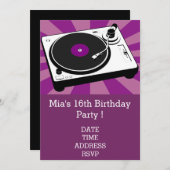 DJ funky cool retro tienermeisjes verjaardagsfeest Kaart (Voorkant / Achterkant)