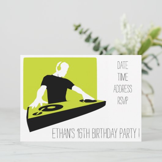 DJ funky coole tienerparty Kaart (Staand voorkant)