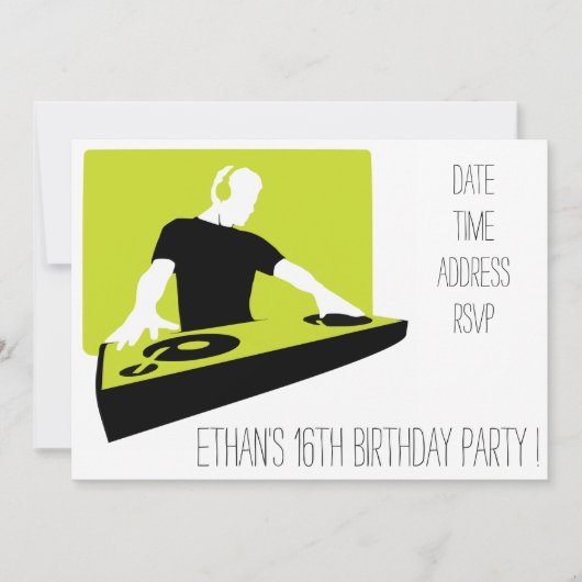 DJ funky koele verjaardagsfeestje voor tienerjonge Kaart (Voorkant)