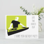 DJ funky koele verjaardagsfeestje voor tienerjonge Kaart (Staand voorkant)