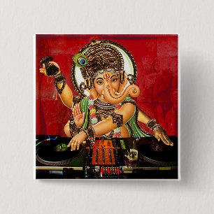 DJ GANESH-pen Vierkante Button 5,1 Cm