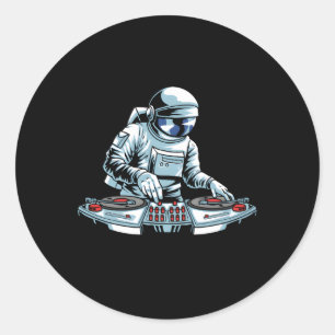DJ Gear Set Platenspeler Vinyl Astronaut Disc Jock Ronde Sticker