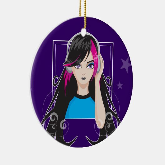 DJ Girl Keramisch Ornament (Rechts)