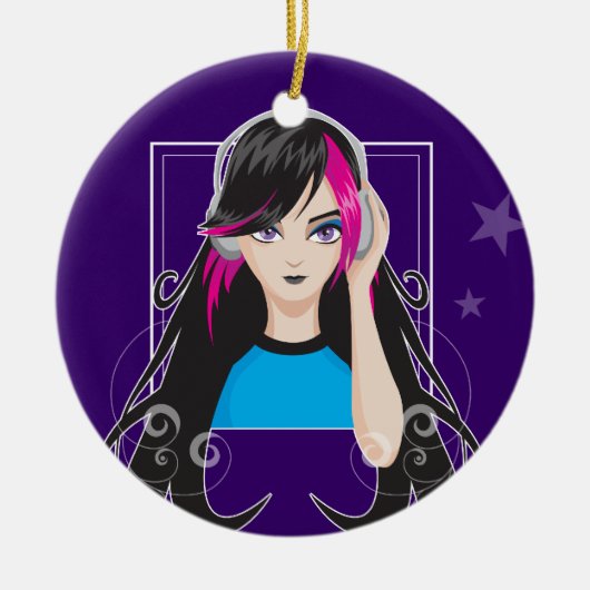 DJ Girl Keramisch Ornament (Voorkant)