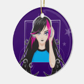 DJ Girl Keramisch Ornament (Links)