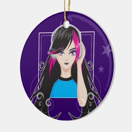 DJ Girl Keramisch Ornament (Links)