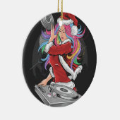 DJ GIRL MET RAINBOW HAAR IN SANTA SUIT KERAMISCH ORNAMENT (Rechts)