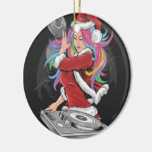DJ GIRL MET RAINBOW HAAR IN SANTA SUIT KERAMISCH ORNAMENT (Links)