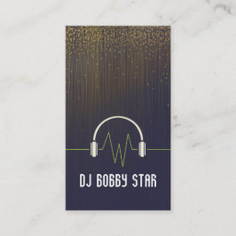 DJ Gold glitter-pictogram voor muziekhoofdtelefoon Visitekaartje