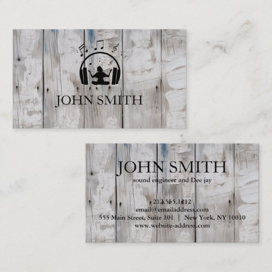 DJ Gold Headphones - zwarte muziek Visitekaartje (Voorkant / Achterkant)