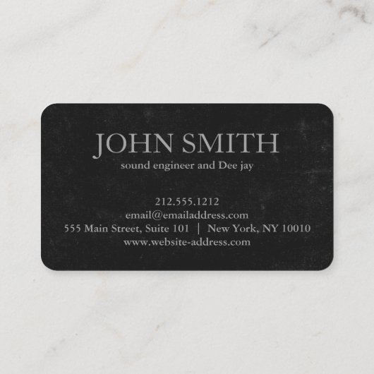 DJ Gold Hoofdtelefoon Blackboard Muziek Visitekaartje (Achterkant)