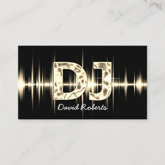 DJ Gold Sound Waves Professionele Deejay Muziek Visitekaartje (Voorkant)