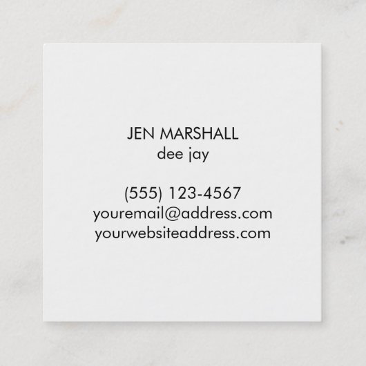 DJ gouden hoofdtelefoon op wit Vierkante Visitekaartje (Achterkant)