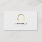 DJ gouden muziek koptelefoon op wit Visitekaartje (Voorkant)