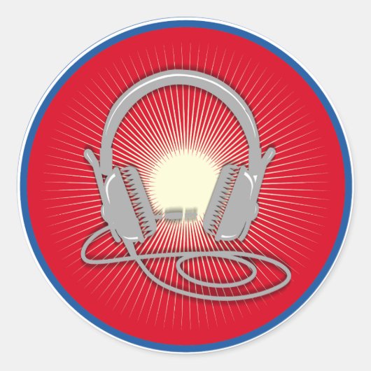 DJ Headphones Icon Ronde Sticker (Voorkant)