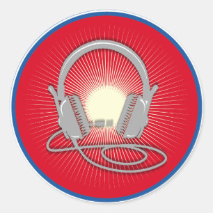 DJ Headphones Icon Ronde Sticker