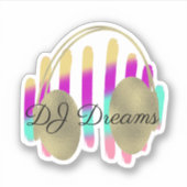 DJ Headphones Sound Waves Music Sticker (Voorkant)