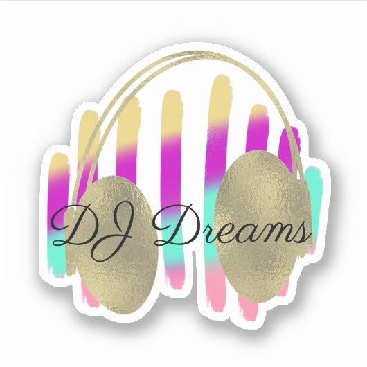 DJ Headphones Sound Waves Music Sticker (Voorkant)