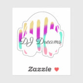 DJ Headphones Sound Waves Muziek Aangepaste naam Sticker (Vel)