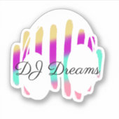 DJ Headphones Sound Waves Muziek Aangepaste naam Sticker (Voorkant)