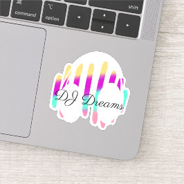 DJ Headphones Sound Waves Muziek Aangepaste naam Sticker