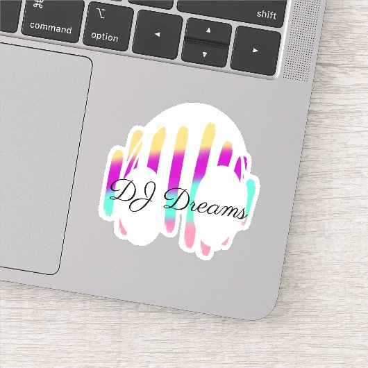 DJ Headphones Sound Waves Muziek Aangepaste naam Sticker (Detail)