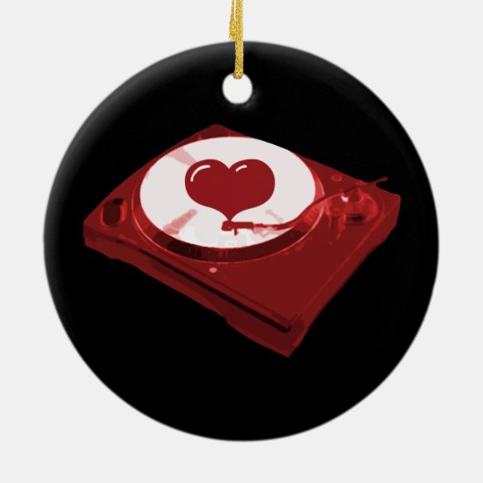 DJ Heart Platenspeler Keramisch Ornament (Achterkant)