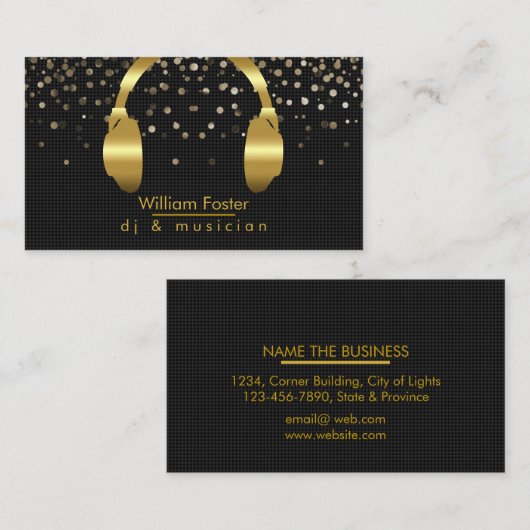 DJ Hoofdtelefoon Gold Sound Engineer Musicus Visitekaartje (Voorkant / Achterkant)