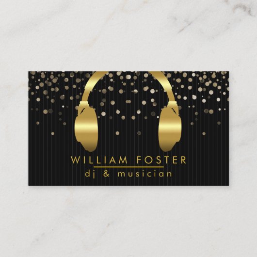 DJ Hoofdtelefoon Gold Sound Engineer Muziek Visitekaartje (Voorkant)