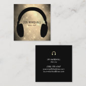 DJ hoofdtelefoon gouden stof Vierkante Visitekaartje (Voorkant / Achterkant)