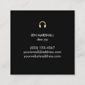 DJ hoofdtelefoon gouden stof Vierkante Visitekaartje (Achterkant)