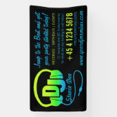 DJ hoofdtelefoon groen blauw op zwart promotie Spandoek (Verticaal)
