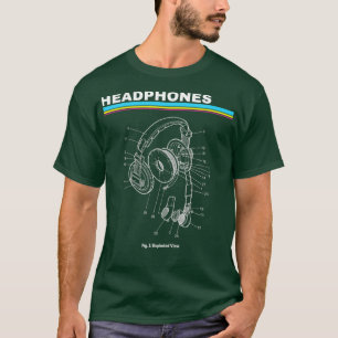 DJ Hoofdtelefoon ontplofte Uitzicht Disc Jockey T-shirt
