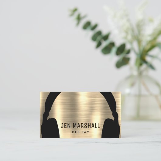 DJ-hoofdtelefoon op faux-bladfolie, effect Visitekaartje (Staand voorkant)