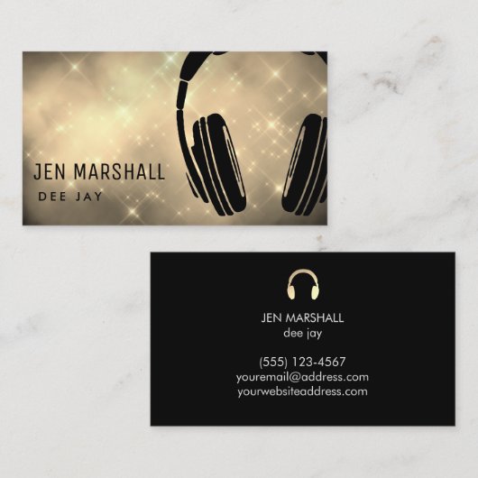 DJ hoofdtelefoon op faux glitter Visitekaartje (Voorkant / Achterkant)