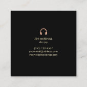 DJ hoofdtelefoon op faux holografische achtergrond Vierkante Visitekaartje (Achterkant)