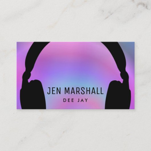 DJ hoofdtelefoon op faux holografische gradiënt Visitekaartje (Voorkant)