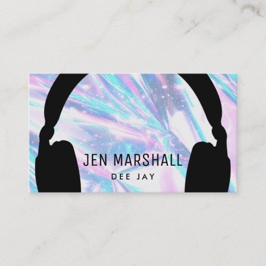 DJ hoofdtelefoon op faux holographic Visitekaartje (Voorkant)