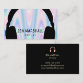 DJ hoofdtelefoon op faux iriserend ontwerp Visitekaartje (Voorkant / Achterkant)