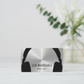 DJ-hoofdtelefoon op faux-metalen-effect Visitekaartje (Staand voorkant)