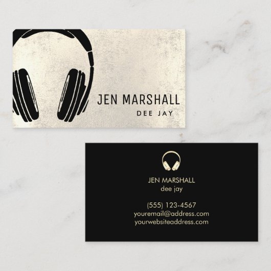 DJ-hoofdtelefoon op faux metallic digitaal effect Visitekaartje (Voorkant / Achterkant)