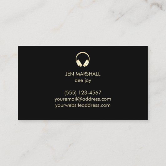 DJ-hoofdtelefoon op faux metallic digitaal effect Visitekaartje (Achterkant)