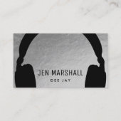 DJ-hoofdtelefoon op faux Silver-folie Visitekaartje (Voorkant)