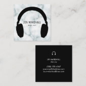 DJ hoofdtelefoon op marmer Vierkante Visitekaartje (Voorkant / Achterkant)