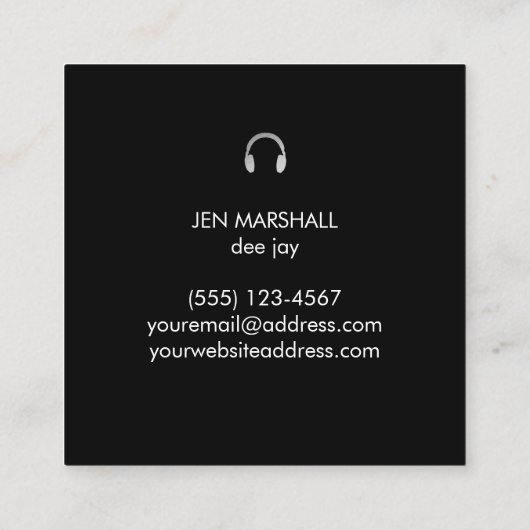 DJ hoofdtelefoon op marmer Vierkante Visitekaartje (Achterkant)